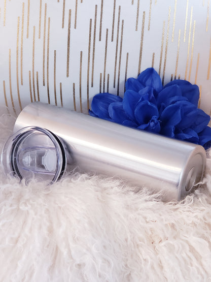 20 Oz Skinny Tumbler with Sliding Lid and Straw